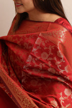Elegant Maroon Banarasi Silk Dupatta - Luxurion World