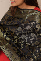 Elegant Black Banarasi Silk Dupatta - Luxurion World