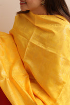 Yellow Banarasi Silk Dupatta - Luxurion World
