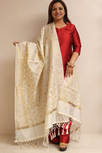 Elegant Off White Banarasi Silk Dupatta - Luxurion World