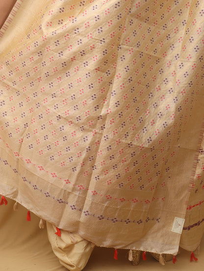 Pastel Banarasi Silk Bandhani Design Dupatta - Luxurion World