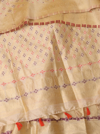 Pastel Banarasi Silk Bandhani Design Dupatta - Luxurion World