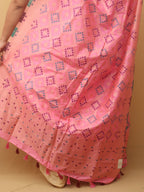 Pink Banarasi Silk Bandhani Design Dupatta - Luxurion World