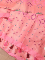 Pink Banarasi Silk Bandhani Design Dupatta - Luxurion World