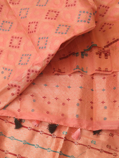 Pink Banarasi Silk Bandhani Design Dupatta - Luxurion World