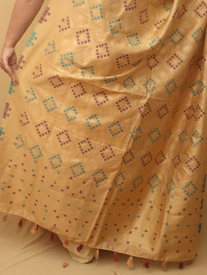 Pastel Banarasi Silk Bandhani Design Dupatta - Luxurion World