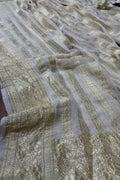 Dyeable Banarasi Handloom Pure Georgette Stripes Design Dupatta - Luxurion World