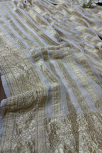 Dyeable Banarasi Handloom Pure Georgette Stripes Design Dupatta - Luxurion World
