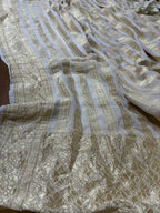 Dyeable Banarasi Handloom Pure Georgette Stripes Design Dupatta - Luxurion World