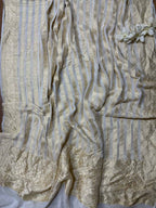 Dyeable Banarasi Handloom Pure Georgette Stripes Design Dupatta - Luxurion World