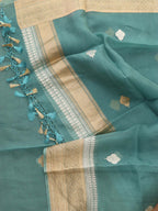 Blue Handloom Banarasi Pure Kora Silk Sona Roopa Dupatta - Luxurion World