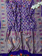 Elegant Purple Banarasi Bandhani Pure Georgette Meenakari Dupatta - Luxurion World