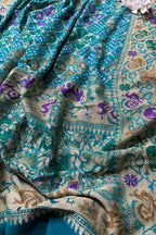 Blue Banarasi Bandhani Pure Georgette Meenakari Dupatta - Luxurion World- Crafted Heirlooms