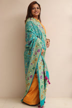 Blue Banarasi Bandhani Pure Georgette Meenakari Dupatta - Luxurion World- Crafted Heirlooms