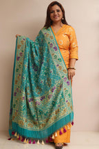 Blue Banarasi Bandhani Pure Georgette Meenakari Dupatta - Luxurion World- Crafted Heirlooms