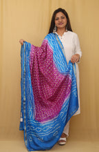 Stylish Blue and Purple Bandhani Silk Dupatta for Fashionable Look - Luxurion World
