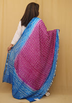 Stylish Blue and Purple Bandhani Silk Dupatta for Fashionable Look - Luxurion World