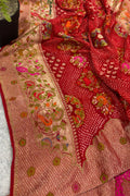 Red Pure Georgette Meenakari Banarasi Bandhani Dupatta ID1B2FK326070901
