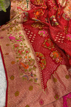 Red Pure Georgette Meenakari Banarasi Bandhani Dupatta ID1B2FK326070901