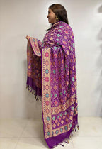 Exquisite Purple Banarasi Bandhani Pure Georgette Meenakari Dupatta - Luxurion World- Crafted Heirlooms