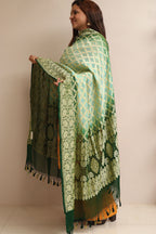 Blue & Green Banarasi Bandhani Pure Georgette Dupatta - Luxurion World- Crafted Heirlooms