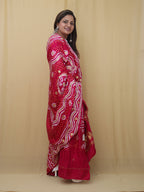 Stunning Pink Bandhani Gota Work Dupatta in Pure Gajji Silk - Luxurion World