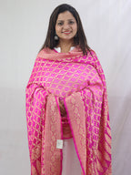Stunning Pink Banarasi Bandhani Georgette Dupatta with Neemzari Border - Luxurion World