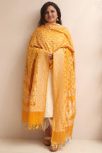 Yellow Banarasi Bandhani Pure Georgette Dupatta - Luxurion World