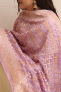Elegant Purple Banarasi Bandhani Pure Georgette Dupatta - Luxurion World- Crafted Heirlooms