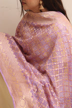 Elegant Purple Banarasi Bandhani Pure Georgette Dupatta - Luxurion World- Crafted Heirlooms