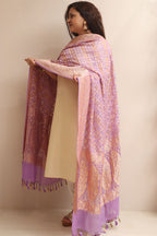 Elegant Purple Banarasi Bandhani Pure Georgette Dupatta - Luxurion World- Crafted Heirlooms