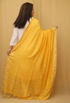 Stunning Yellow Bhagalpur Kota Cotton Dupatta with Temple Design - Luxurion World
