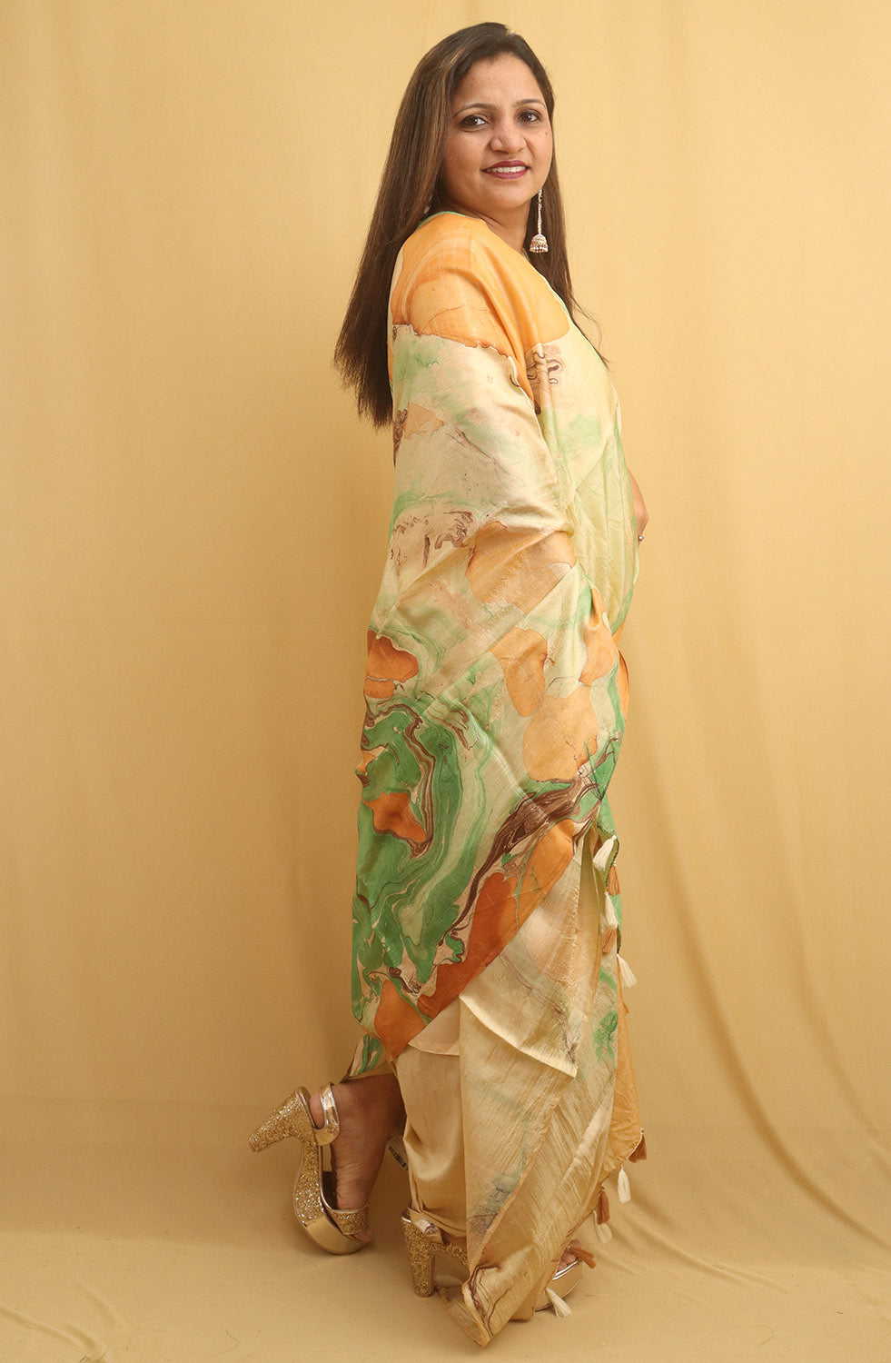 Multicolor Marble Print Hand Dye Banana Silk Dupatta - Luxurion World