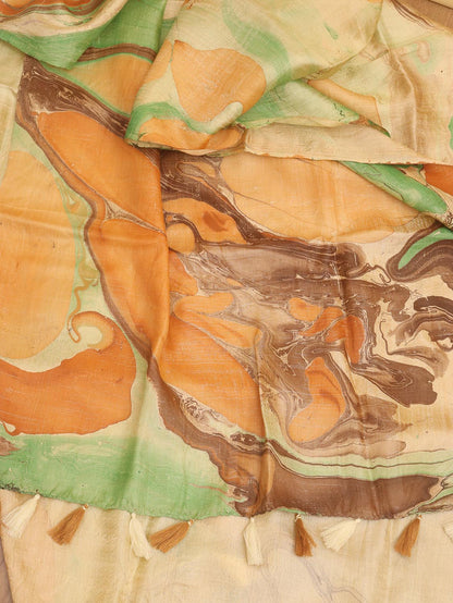 Multicolor Marble Print Hand Dye Banana Silk Dupatta - Luxurion World