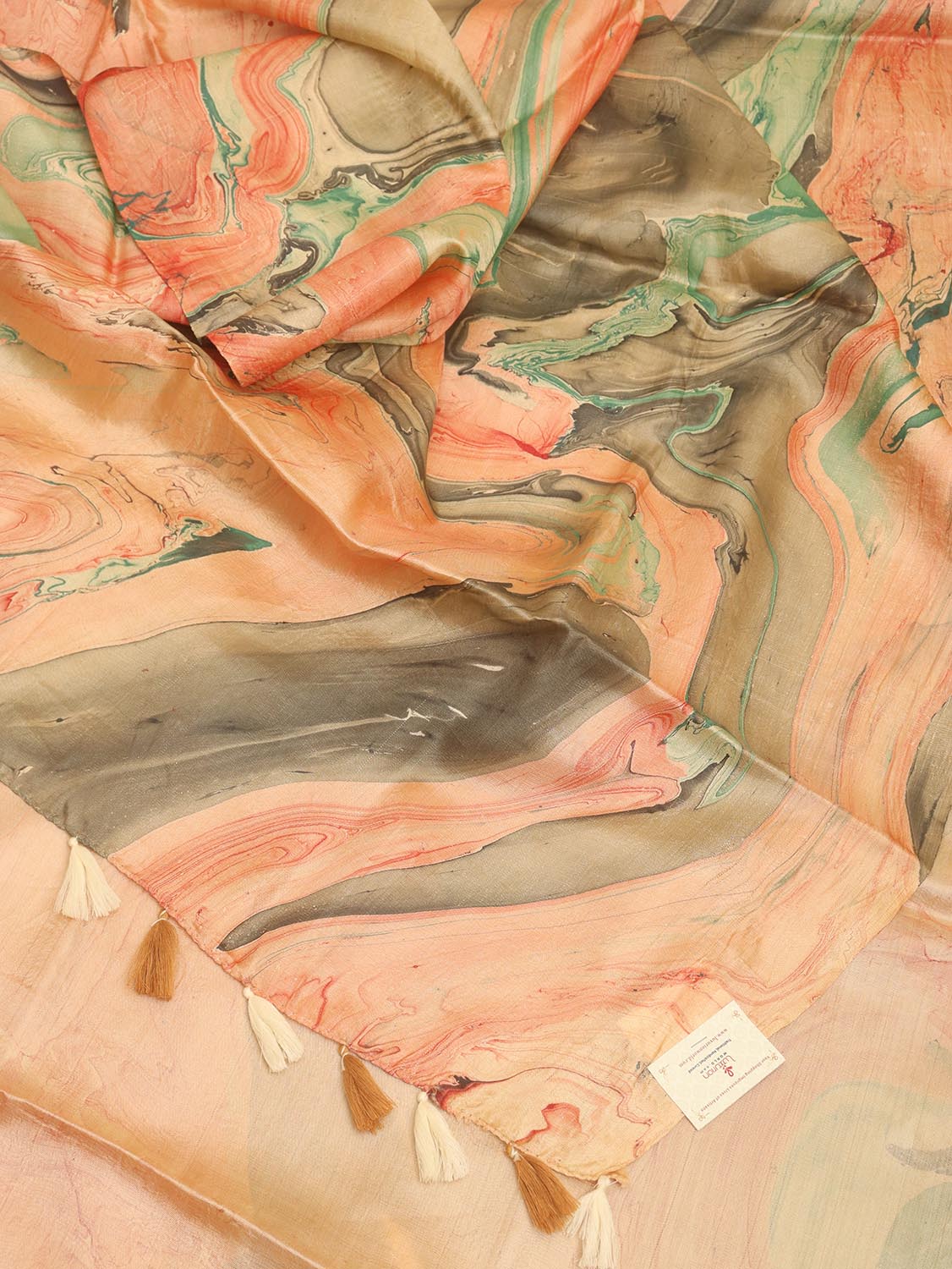 Multicolor Marble Print Hand Dye Banana Silk Dupatta - Luxurion World