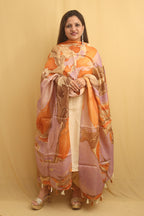 Multicolor Marble Print Hand Dye Banana Silk Dupatta - Luxurion World