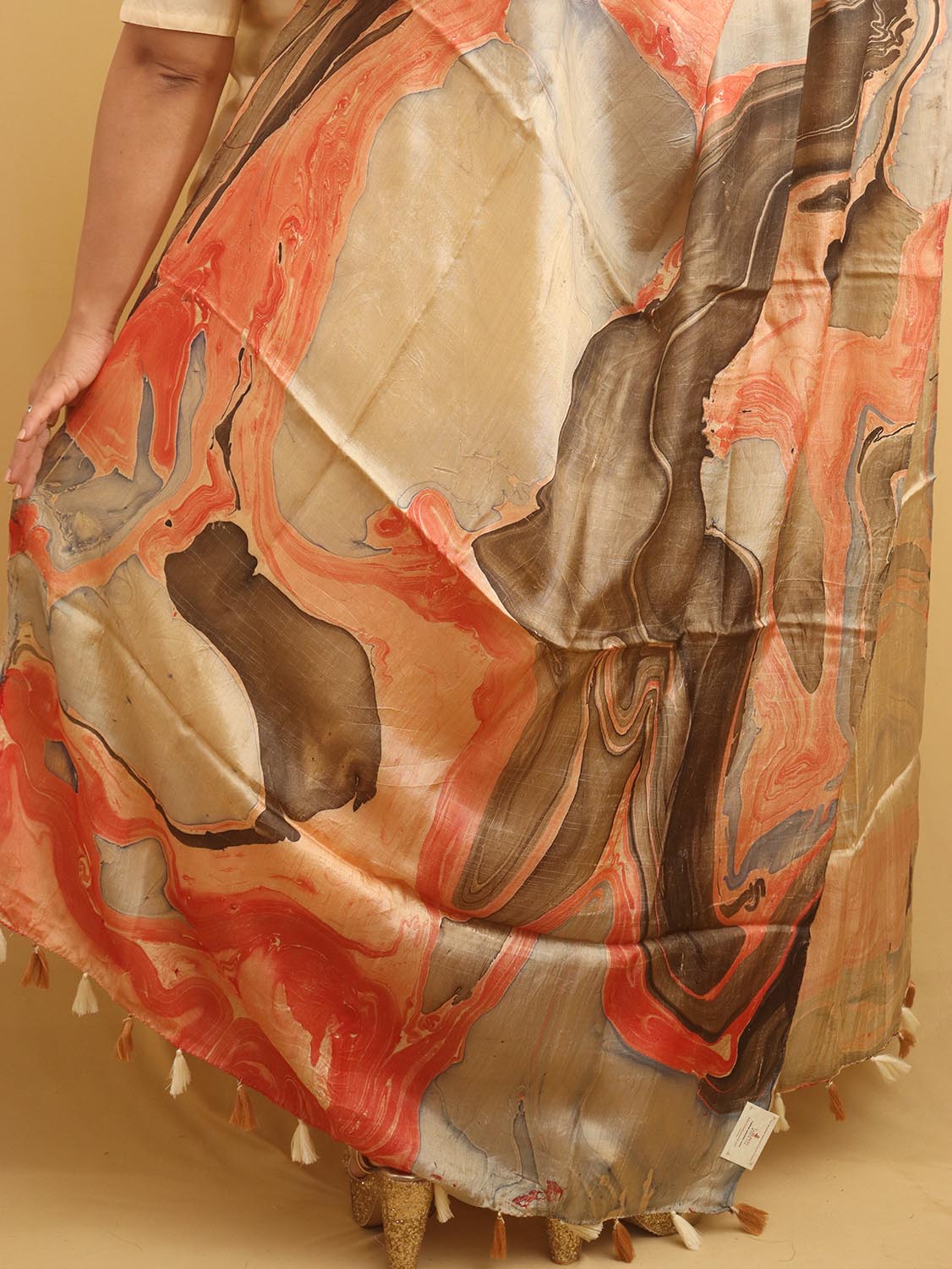 Multicolor Marble Print Hand Dye Banana Silk Dupatta - Luxurion World