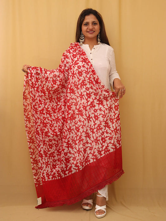 Red Batik Cotton Dupatta - Luxurion World