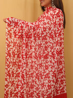 Red Batik Cotton Dupatta - Luxurion World