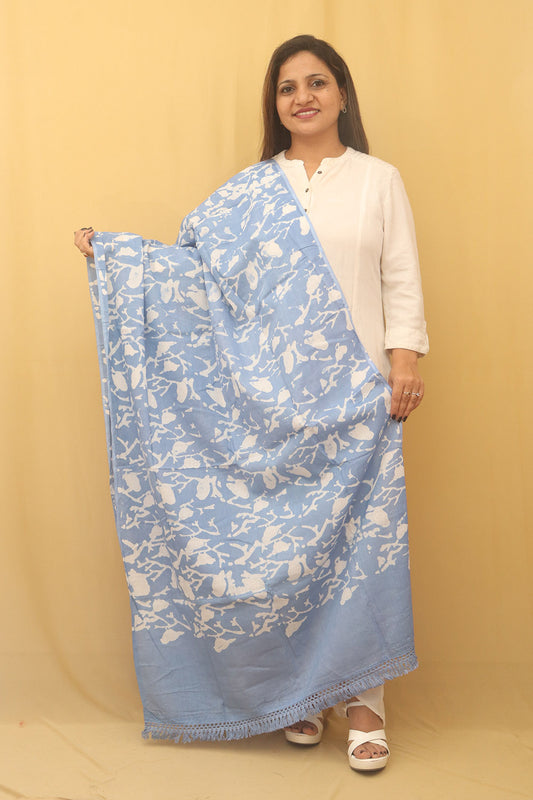 Blue Batik Cotton Dupatta - Luxurion World