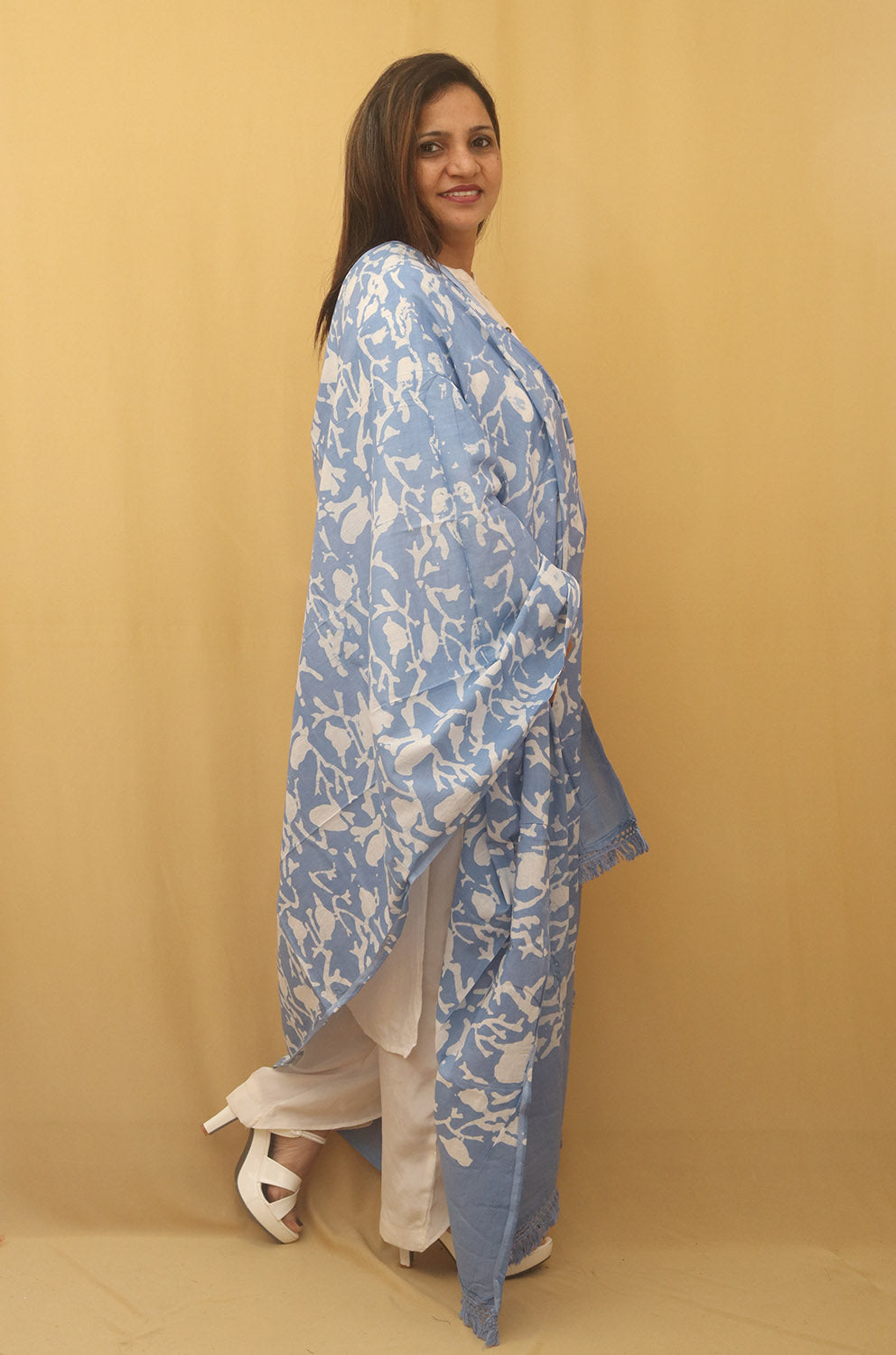 Blue Batik Cotton Dupatta - Luxurion World
