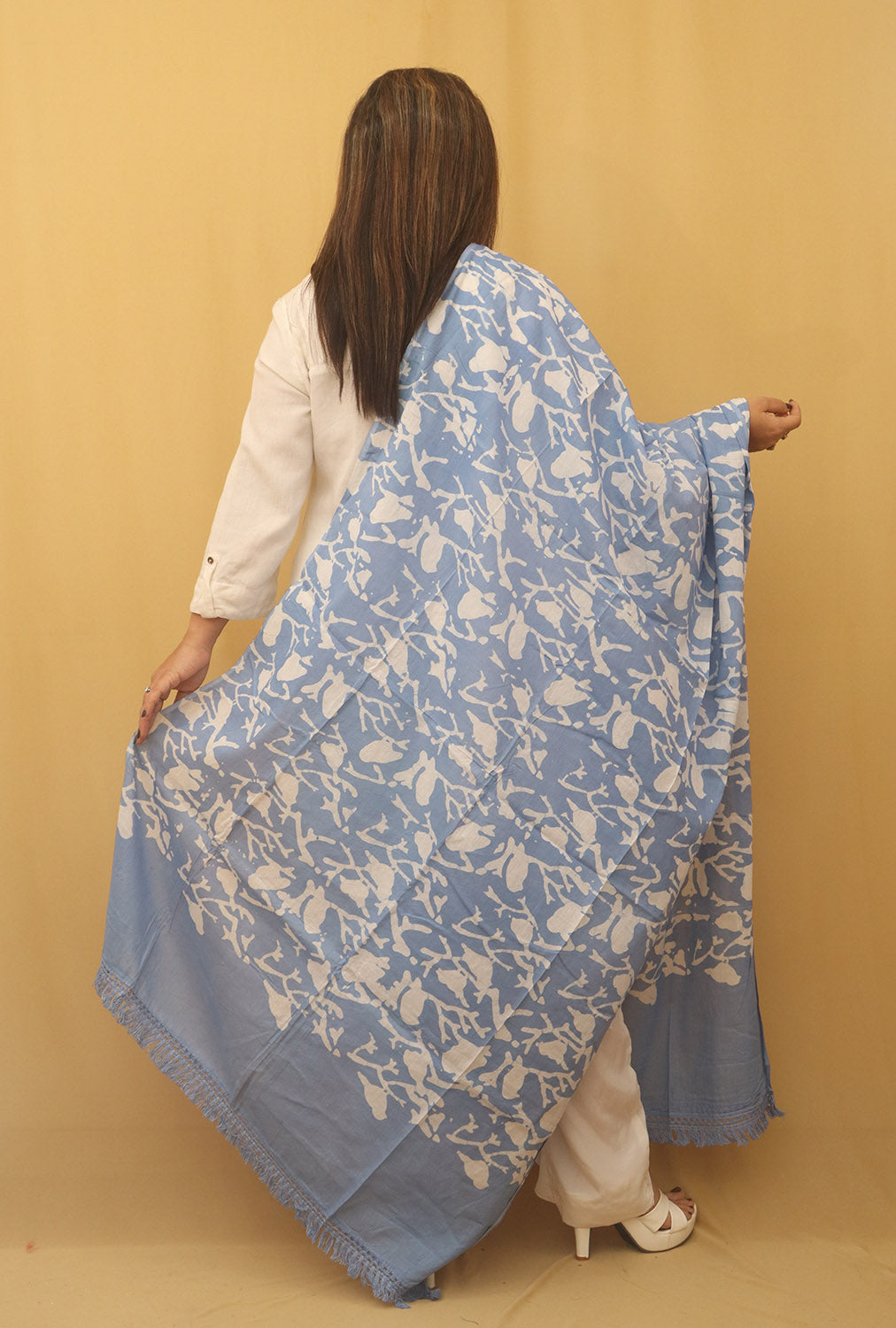 Blue Batik Cotton Dupatta - Luxurion World
