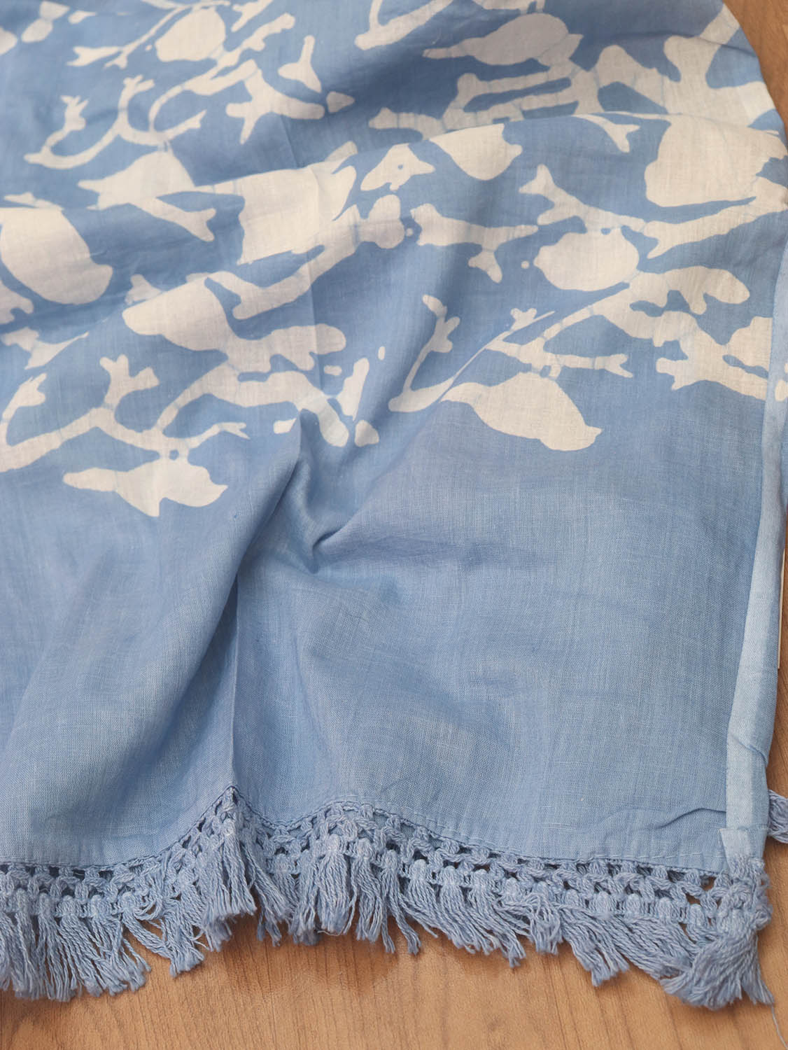 Blue Batik Cotton Dupatta - Luxurion World