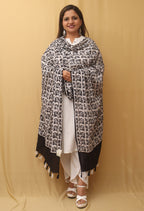 Black And White Batik Printed Cotton Dupatta - Luxurion World
