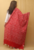 Red And White Batik Printed Cotton Dupatta - Luxurion World