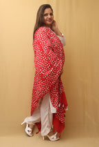 Red And White Batik Printed Cotton Dupatta - Luxurion World