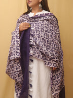 Purple And White Batik Printed Cotton Dupatta - Luxurion World