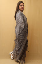 Black Block Printed Chanderi Silk Dupatta - Luxurion World