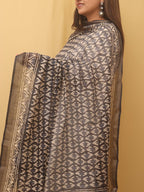 Chic Black Chanderi Silk Dupatta With Elegant Tassel : Ethnic Elegance - Luxurion World