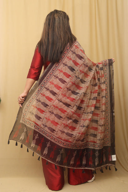 Multicolor Chanderi Silk Dupatta With Elegant Tassel : Timeless Fashion - Luxurion World